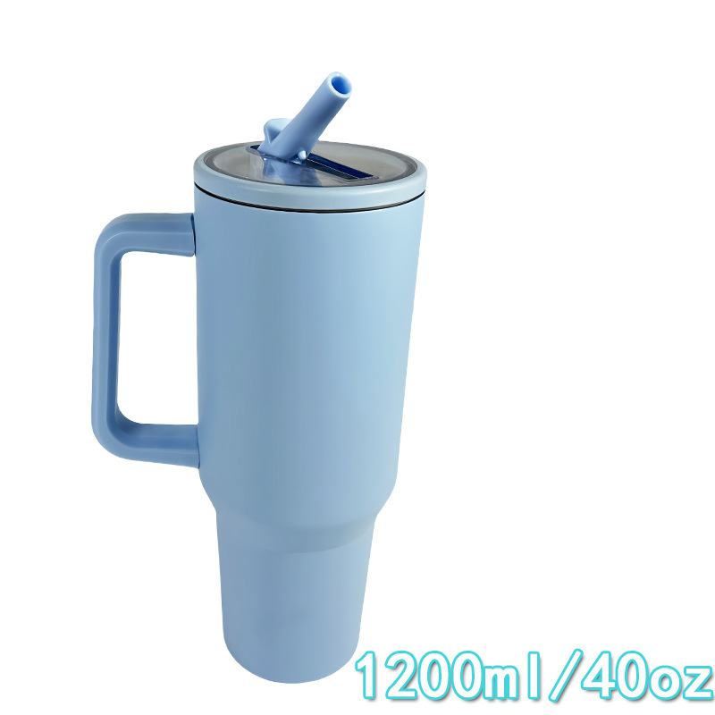 2025 nuevo a través de 40oz doble hielo taza de paja plegable mango portátil taza de automóvil de bebida directa