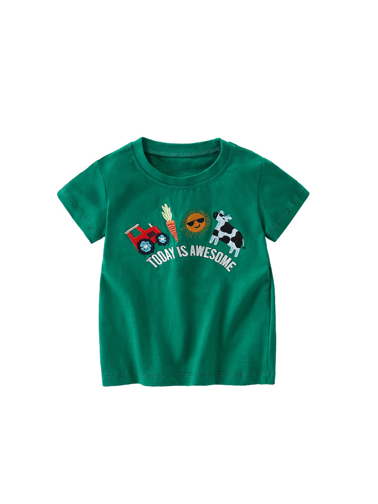 Malwee niños de manga corta verano nuevo estilo europeo y americano camiseta de cuello redondo casual camiseta de bordado de estilo extranjero camiseta de niños