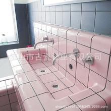 温馨优雅洗手台吧台厨卫空间灶台咖啡厅粉色美弧砖转角瓷片砖