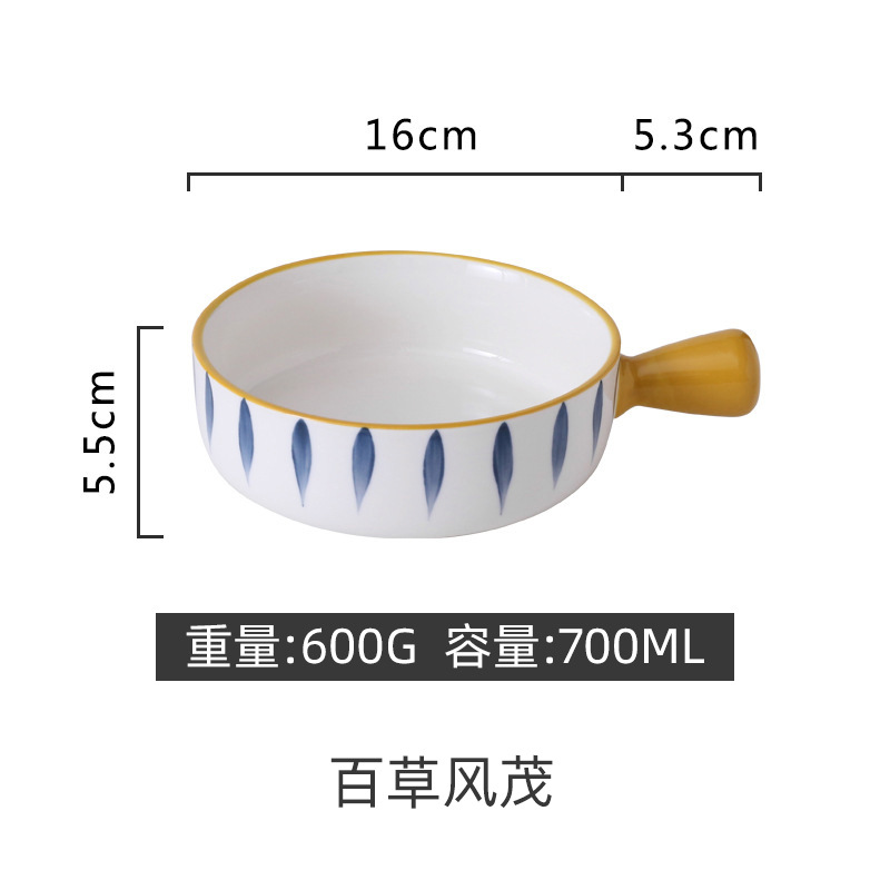 Nordic Bowl Single Cute Ceramic Creative Baking Bowl Home Baking Salad Bowl With Handle Noodle Bowl Baking Bowl Style Tableware