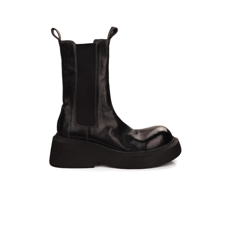 Botines Chelsea de tacón grueso y suela elástica de piel de caballo texturizada de 6 cm, estilo nuevo, para mujer, estilo delgado de primavera, transfronterizo. image 7