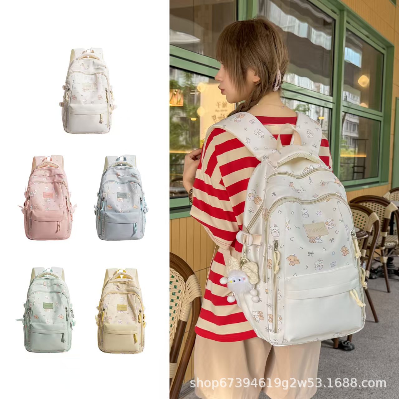 Cross-Border Korean-Style Mori-Style Fresh and Stylish Lightweight Backpack for Middle and High School Students, Simple and Versatile Double-Shoulder Backpack