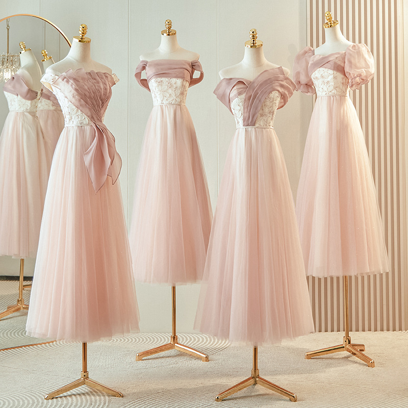 Bridesmaid Dress Niche High-End 2025 New Accessible Luxury Wedding Slimming Look Sister Group Elegant Host Dress Skirt for Women