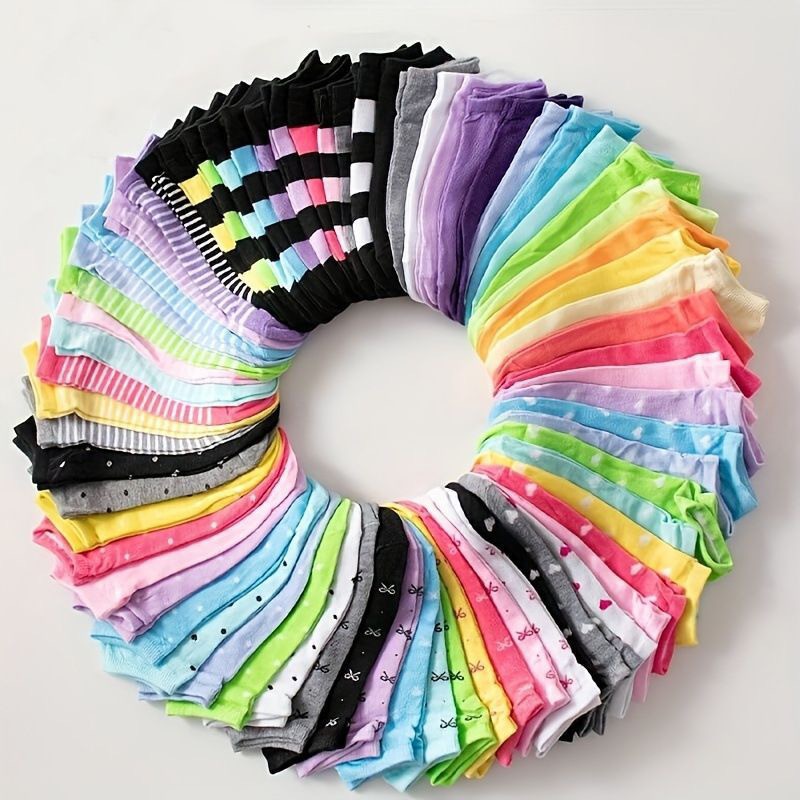 Cross-Border Export of Women's Short-Cut Low-Cut No-Show Socks, Solid Color and Mixed Color Polyester-Cotton Women's Socks, Zhuji Wholesale for Street Vendors