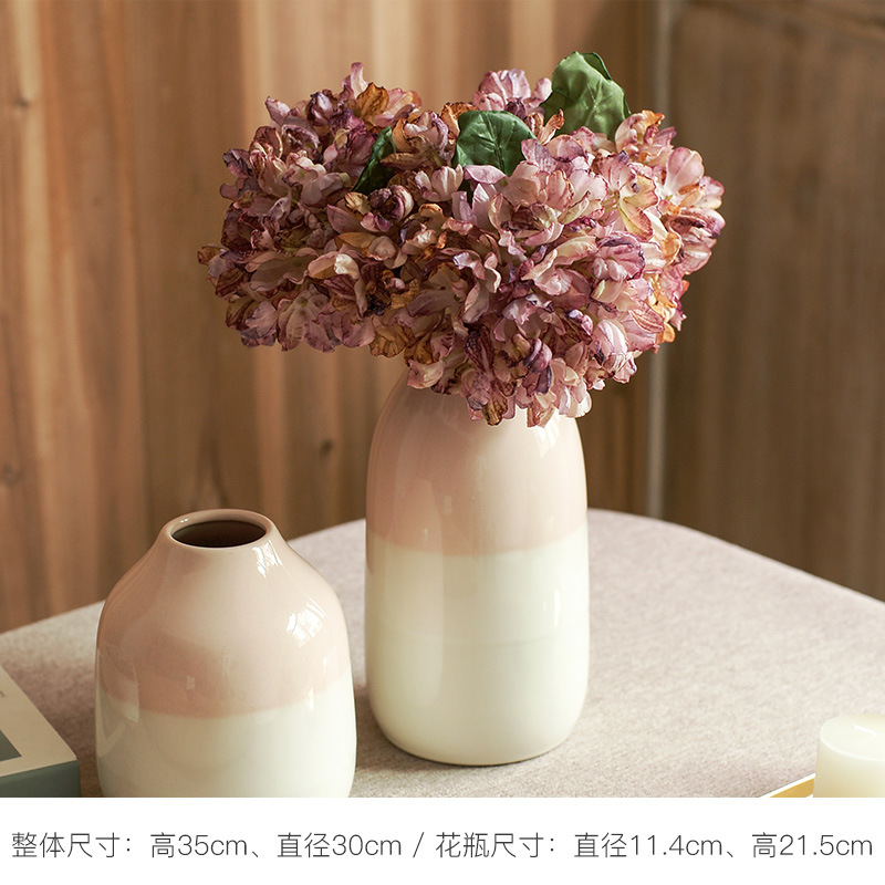粉白色花瓶ins風高顏值陶瓷花瓶高級感客廳餐桌乾花鮮花裝飾花瓶