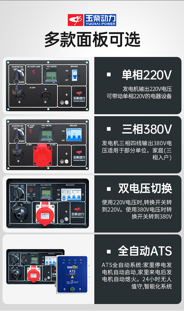 玉柴动力原厂柴油发电机3KW/5/6/8/10千瓦单三相380V家用220V低音详情19