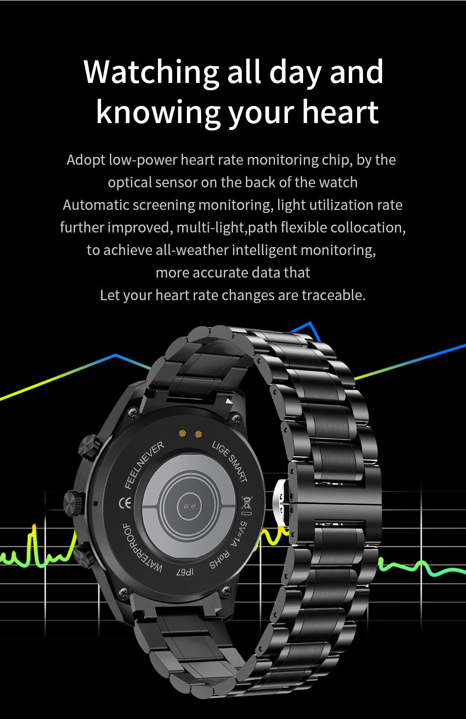 LIGE/Smart wasserdichte Uhr, automatische Herzfrequenz-Schlafüberwachung, multifunktionale Fernbedienung, Fotografie, große Reichweite_voghion.com