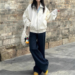 大码复古格子两面穿翻领外套女春秋款宽松休闲百搭双面穿夹克上衣