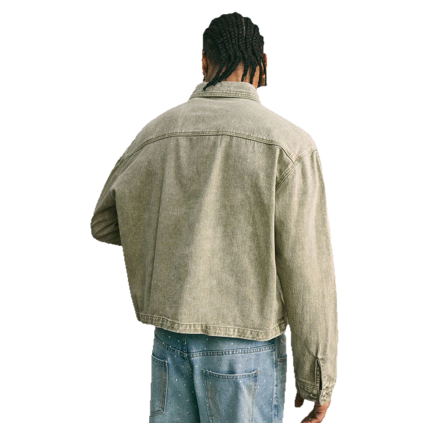 Men's Distressed Washed Denim Jacket High Street Style Short Collar New Spring Fashion European American Inspired_voghion.com