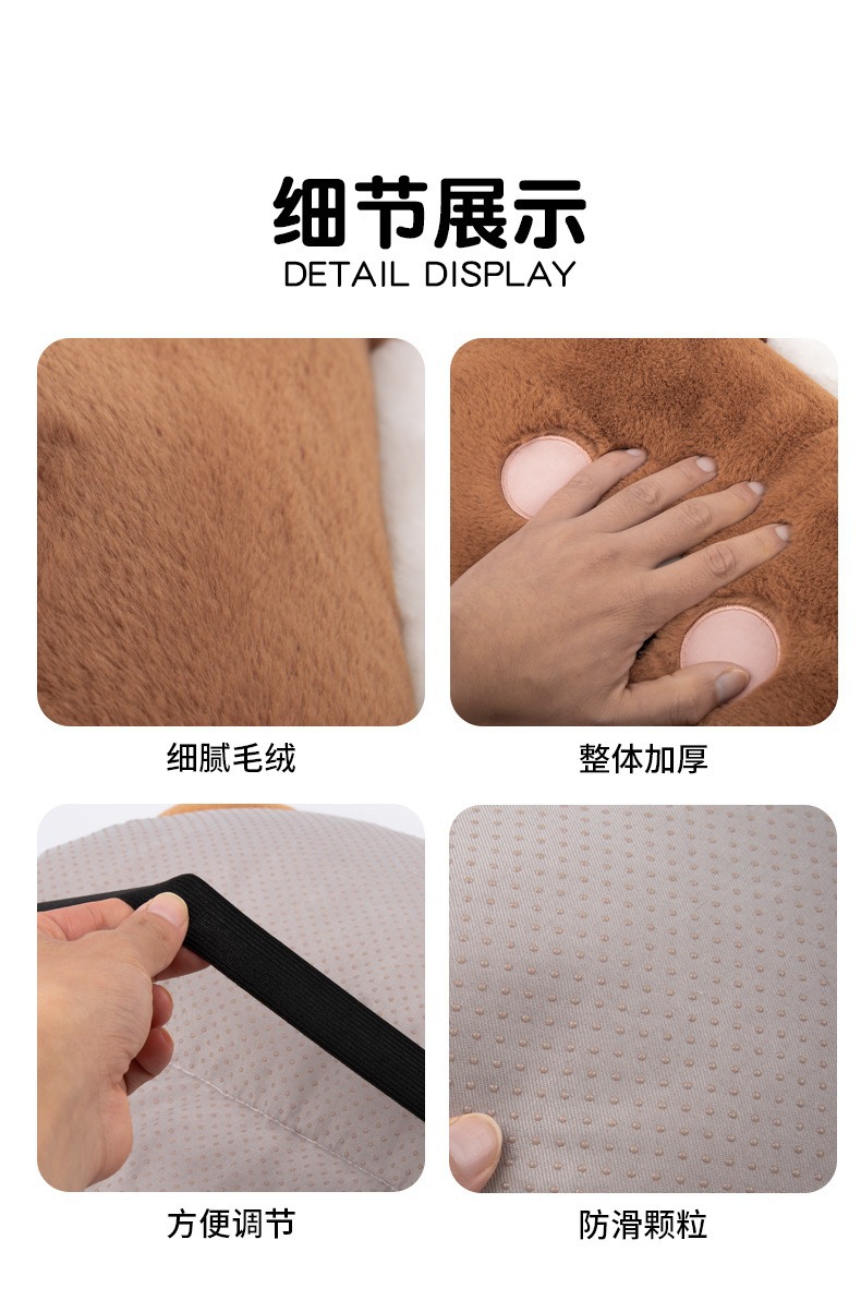Car Seat Cushion Winter Plush Single-Piece Car Seat Pad Cute Cartoon Lumbar Support Cushion Warm Booster Seat Cushion for Women