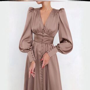 Lantern Sleeve Dress women ���\����|�Y��ȹ�ճ��ɴ��I���Lȹ