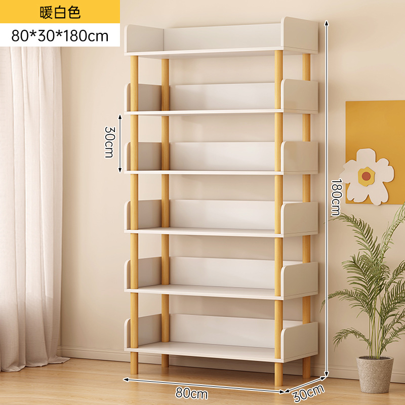 Estante de libros estante de almacenamiento integrado contra la pared estante de almacenamiento de madera maciza estante de lectura multicapa para estudiantes domésticos