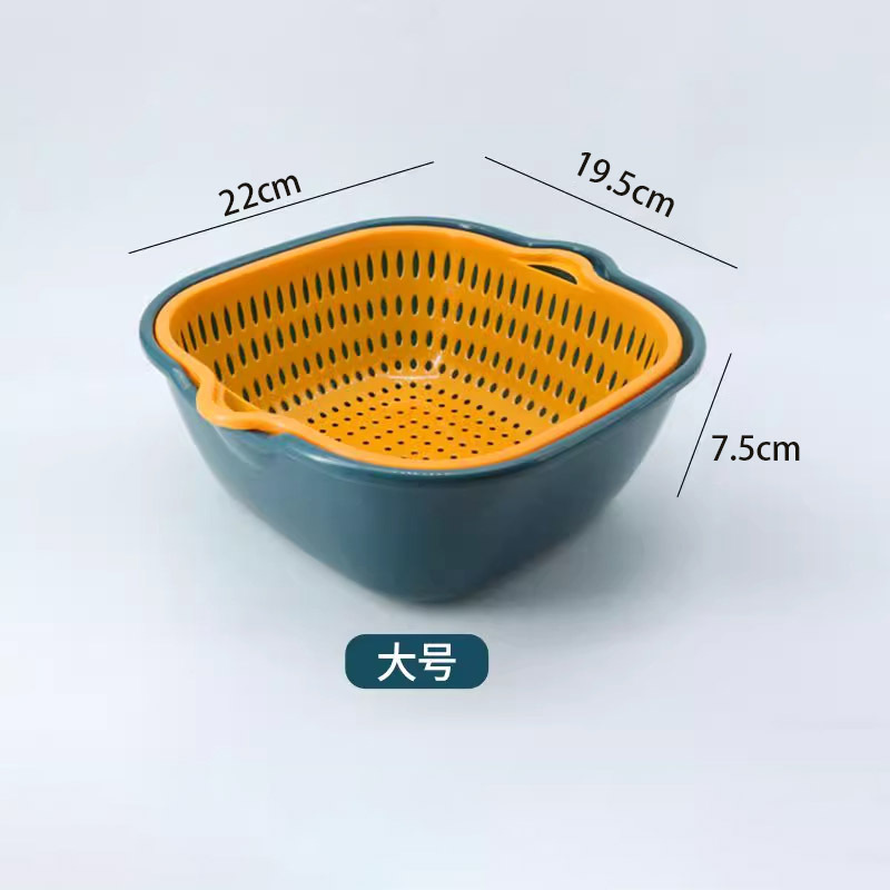 全新料加厚双层洗菜盆沥水篮水果盘客厅家用厨房洗水果篮子菜篓|undefined