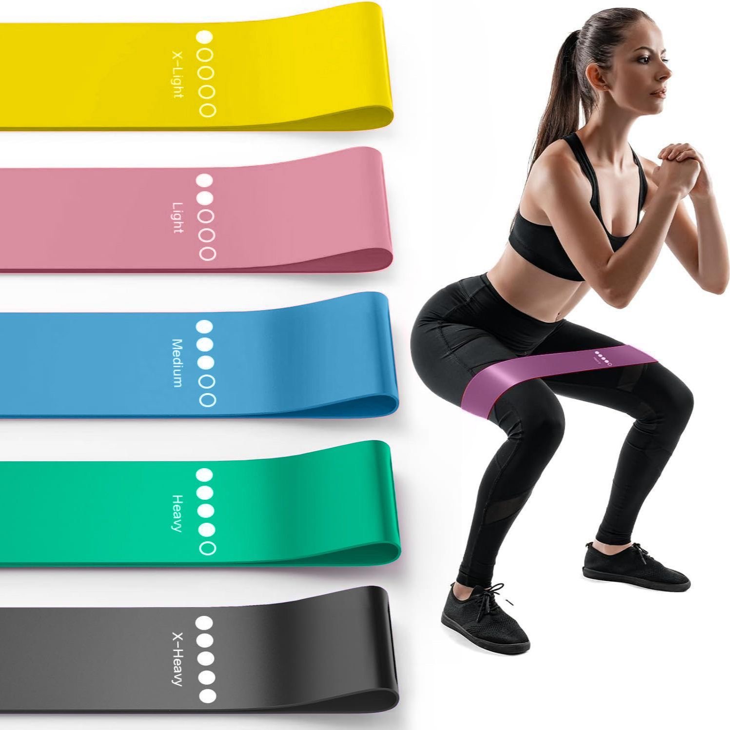 Regular Five-Color Elastic Band Yoga Resistance Band Fitness Resistance Band Elastic Ring Cross-Border Direct Supply Tpe