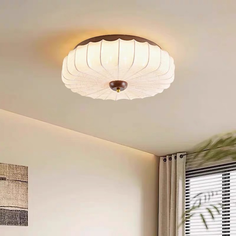 Dormitorio de madera maciza retro, balcón de tela, salón de té francés, sala de estudio zen, lámpara de techo de estilo japonés, lámpara antigua