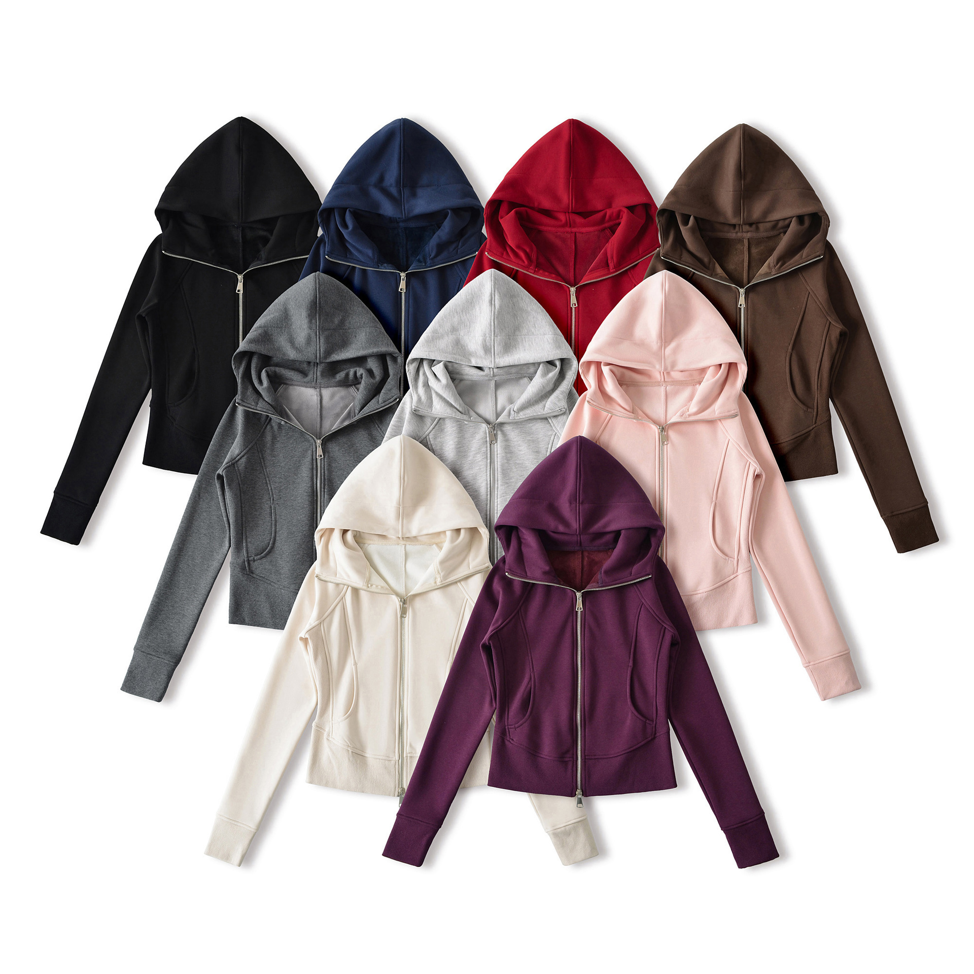 Autumn and Winter Velvet Hooded Sweatshirt Jacket for Women 2025 New Lu Sexy Sports Slimming Look Long-Sleeved Cardigan Top