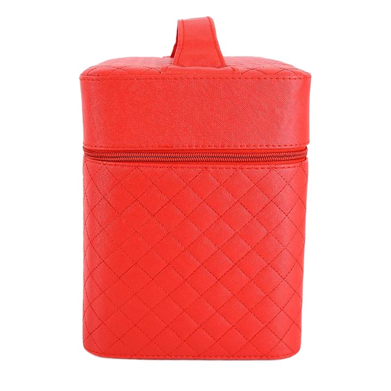 Transfronteriza nueva caja de cosméticos de tela escocesa de cuatro abiertos caja de joyería Portátil Bolsa de cosméticos caja de almacenamiento de cosméticos multifuncional grande