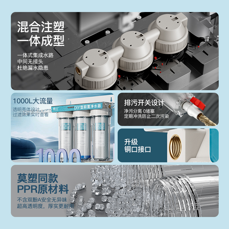 10 pulgadas tres etapas delantera filtro doméstico cocina purificador de agua botella blanca gran purificador de hielo de agua del grifo comercial