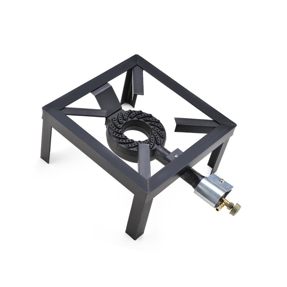 Estufas de camping con soporte de hierro fundido cabeza de horno de gas licuado horno de ángulo de acero