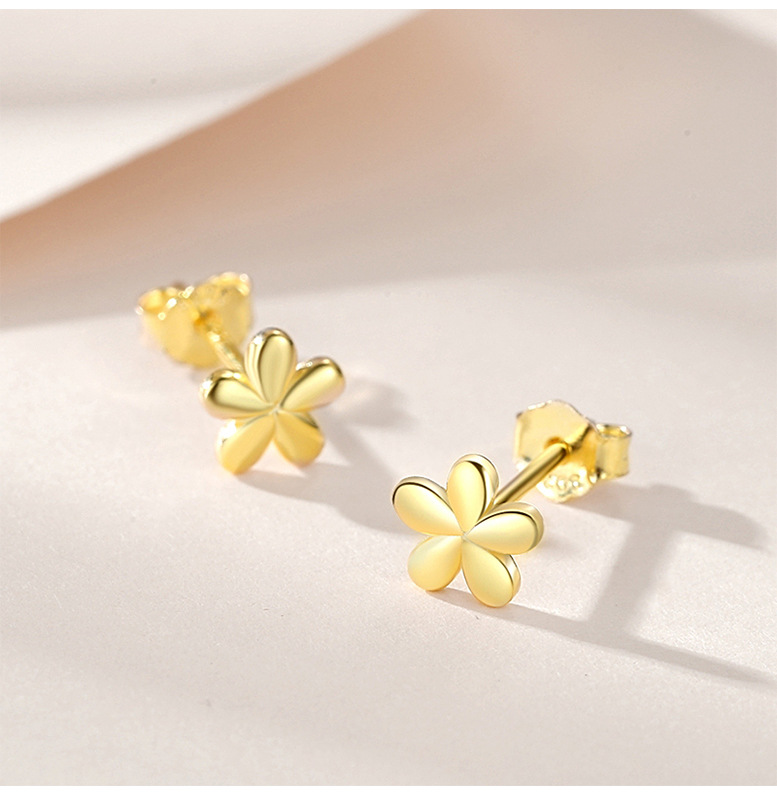S925 pendientes de flores de plata esterlina para mujer estilo japonés y coreano simple elegante pendientes de celebridades de Internet 2021 pendientes pequeños de otoño