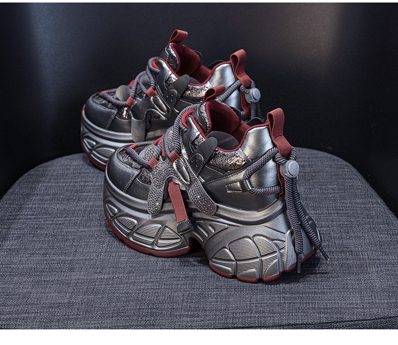 Giày sneaker nữ chunky đế dày tăng chiều cao phong cách Hàn Quốc — M2699 màu đỏ, M2699 màu be chi tiết 22