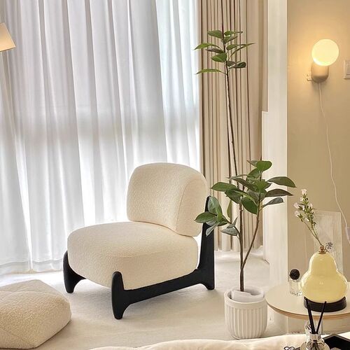 Light Luxury Small Living Room Balcony Sofa Leisure Chair Modern Minimalist Single Sofa Recliner Wooden Fabric Sofa Chair