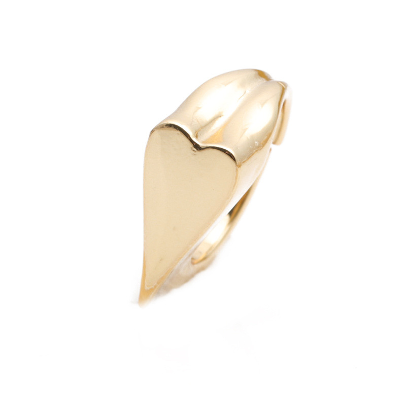 Fashion Golden Heart-shape Opening Copper Ring Wholesale display picture 1