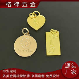 金属厂家香水吊牌配饰logo标签服装箱包双色圆标牌锌合金装饰牌
