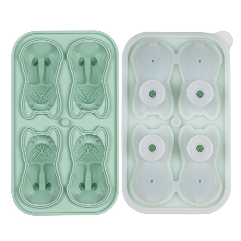 Bandeja de Hielo de Silicona, Molde Transparente para Bolas de Hielo, Cubitos de Hielo para Whisky, Bandeja de Hielo Grande de Silicona con Forma de Perro Bulldog Corgi