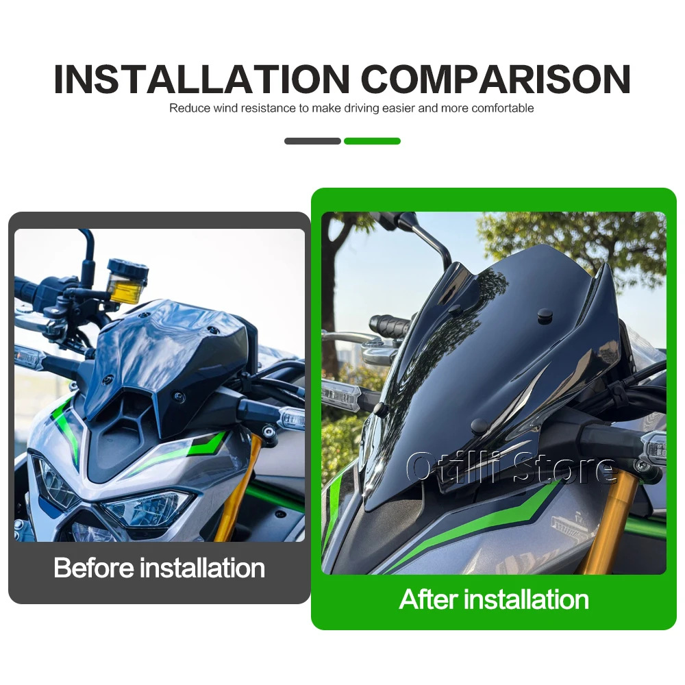 Motorcycle Modification Parts 2025 Model Kawasaki Z900 Windscreen Acrylic Material Cross-Border