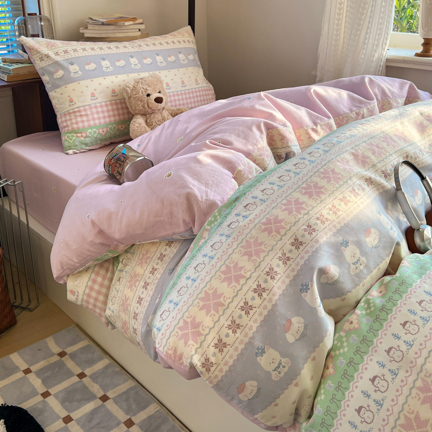 ropa de cama de cuatro piezas de algodón 2026 nueva sábanas cubierta colcha de cama dormitorio de estudiantes niños tres piezas de conjunto