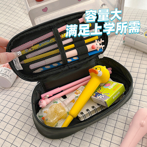 New Sanrio Kulomi Melody Large Capacity Portable PU Leather Pencil Box Student Cartoon Storage Pencil Bag