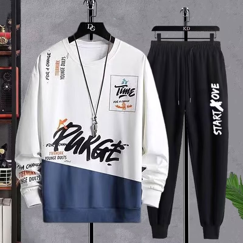 Traje deportivo de ocio para hombre otoño estilo coreano moda traje de estudiante juvenil de moda con traje de dos piezas guapo