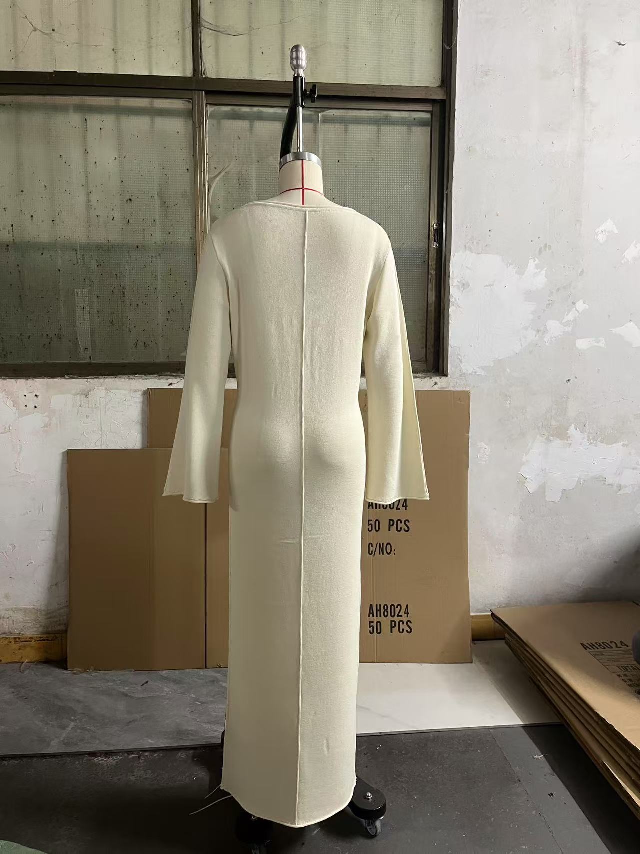 GraceChic 2025 New European And American Style Simple Versatile Ribbed For Women Autumn Winter Bodycon Knitted Long Dress_voghion.com