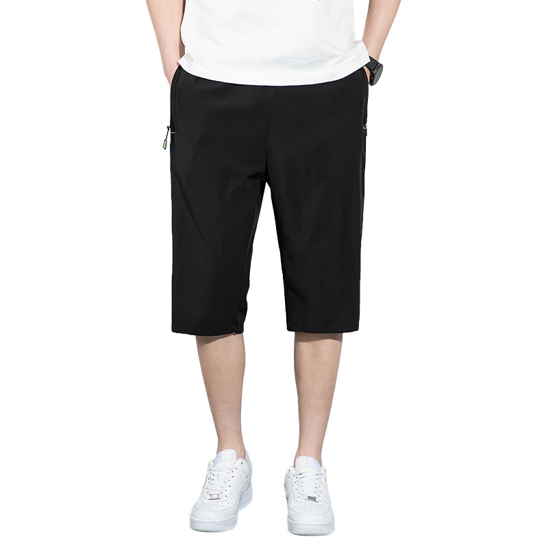 Pantalones Cortos de Tres Cuartos para Hombre 七分 Poliéster y Elastano Transpirable, Delgado
