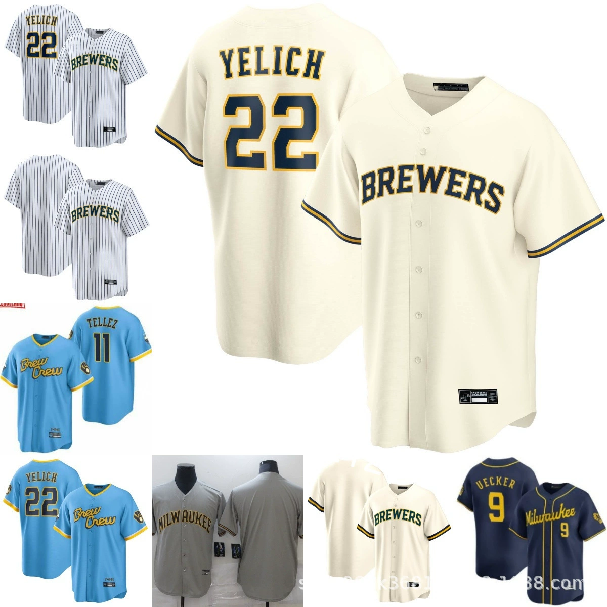 Пивовары Милуоки 22 #   Джерси Yelich Brewers, бейсбольная форма, оптовая продажа