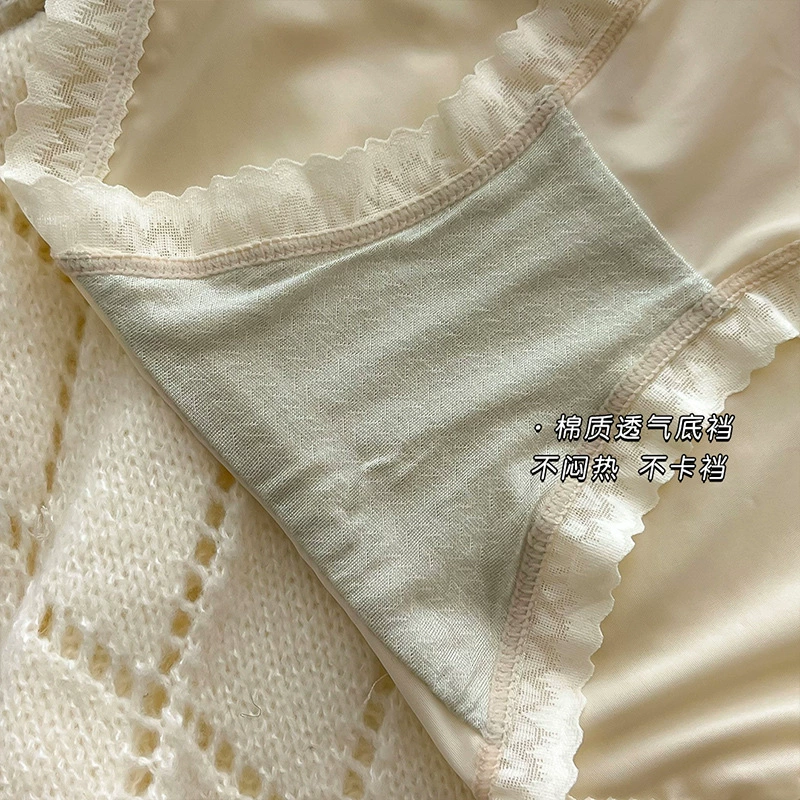 Широкие брюки из Lace ткани, сексуальные антибактериальные штаны, дышащие белье, средняя посадка