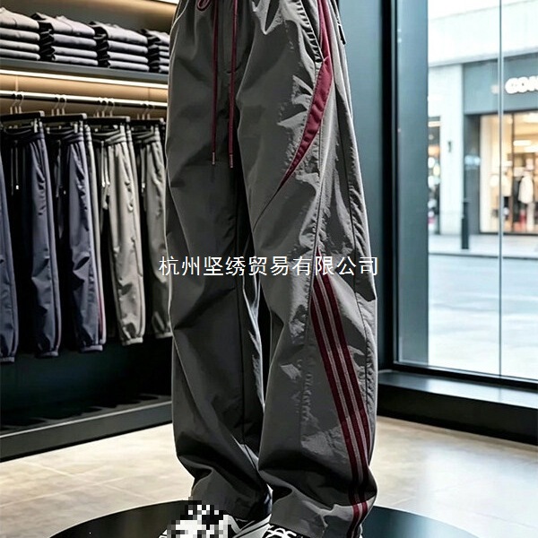 American-style striped quick-drying pants for women, loose-fitting, straight-leg, casual, plus-size, work pants, suitable for middle school students, curved-leg athletic pants