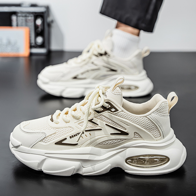 Spring Breathable Men's Shoes 2026 New Mesh Sneakers Sports Casual Junior High School Students Thick-Soled Dad Shoes Trendy Men's Shoes