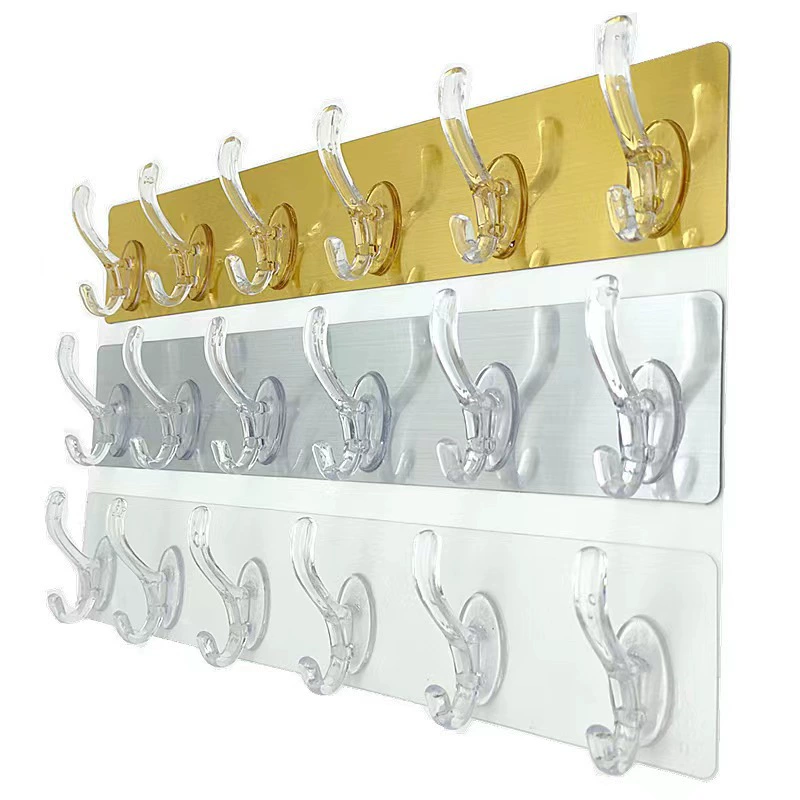 Клейкие крючки, прозрачные самоклеящиеся крючки, оптовые прочные безследные клейкие крючки для кухни и ванной, надежные крючки для подвешивания рядами.