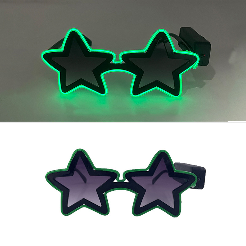 Nuevas gafas luminosas LED, barra de fiesta, festival de música de Bengdi, gafas luminosas de estrella de cinco puntas, accesorios brillantes