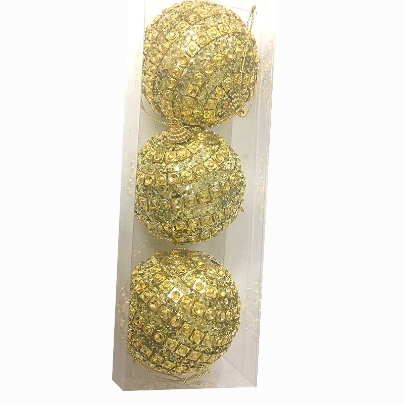 Bola de Navidad con lentejuelas de oro decoraciones para árboles de Navidad adornos colgantes de Navidad ventana Bola de colores 8m3 paquete