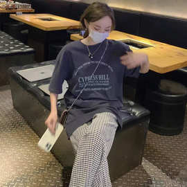 原版面料冰丝阔腿裤女夏季高腰显瘦防蚊裤宽松直筒格子休闲裤