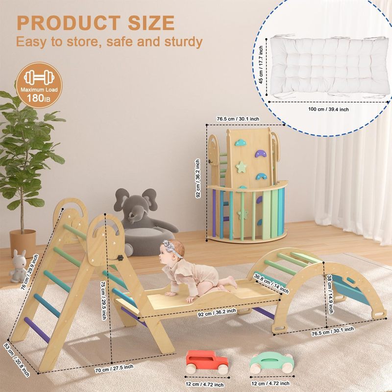 [ソースメーカー] クライミングフレーム屋内ベビー木製幼児用スライド子供用家庭用小型三角形クライミングフレーム|undefined