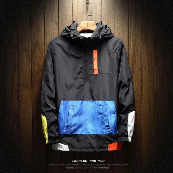 Spring two-tone jacket with hood
