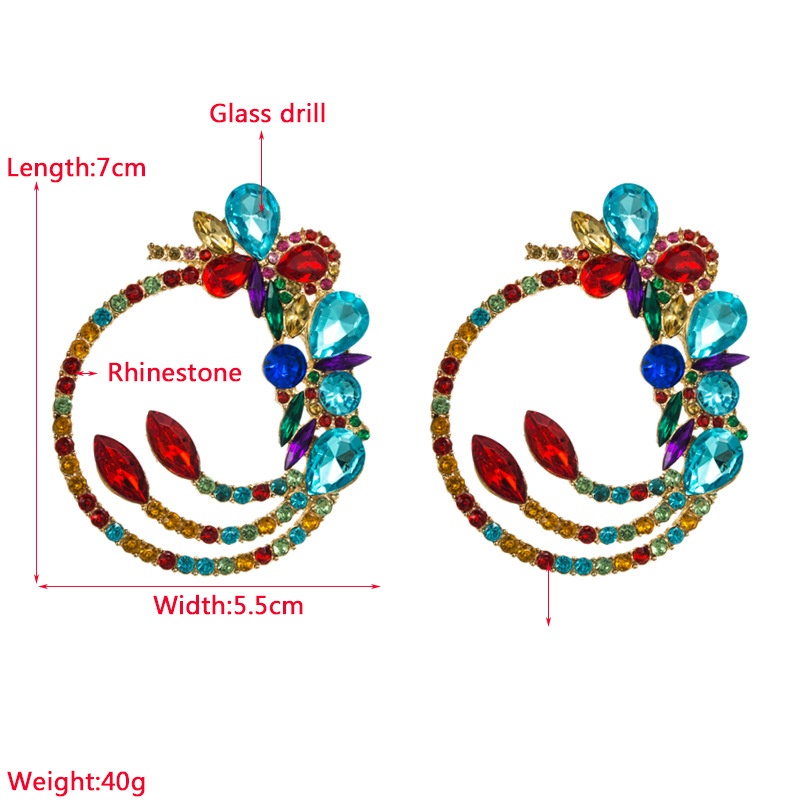 INS Style Round Alloy Inlay Rhinestones Womenu0027S Ear Studs 1 Pair