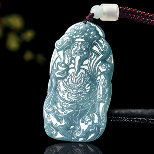 Authentic Natural A-Grade Jadeite Blue Water Fortune Pendant Good Luck Wealth Ice Jade Men and Women Pendant Jadeite