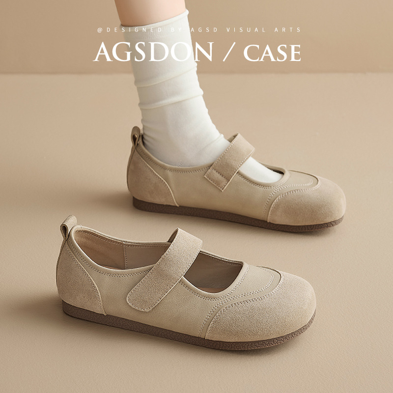 Augustion Boken Shoes Mujer 2025 Verano Nuevo estilo Suela blanda Mary Jane Maternidad Doudou Shoes Velcro Zapatos individuales