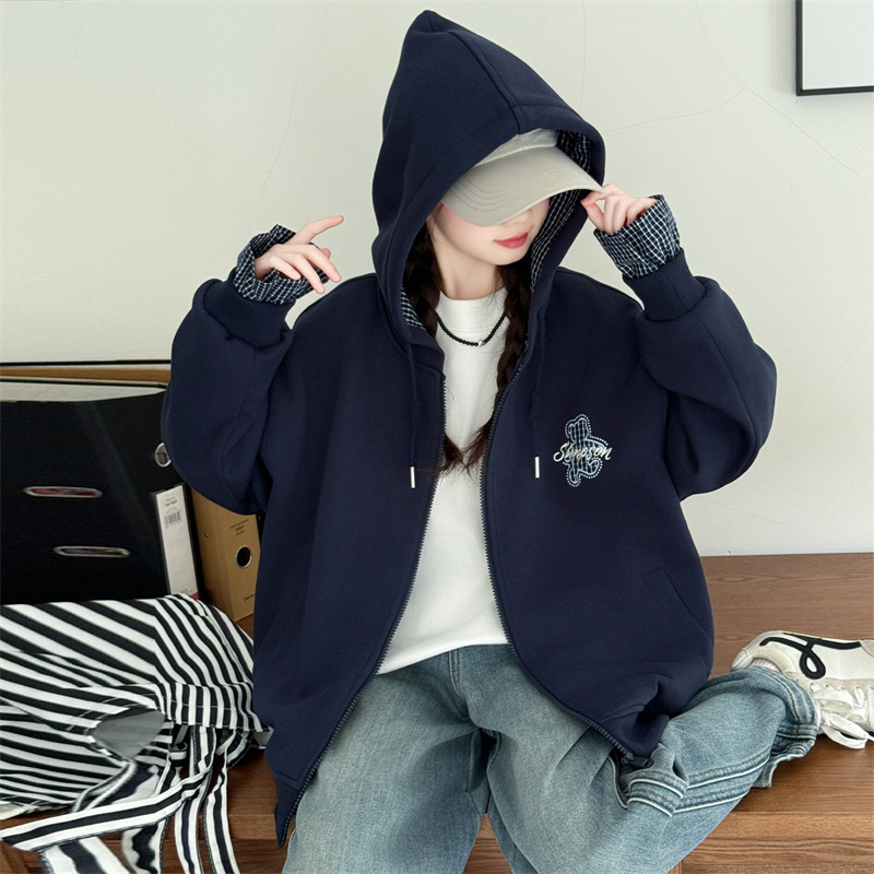 女童外套秋装2025新款洋气小女孩时尚宽松上衣开衫连帽长袖卫衣潮|undefined