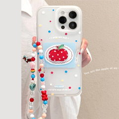 カラフルな水玉模様17promax立体レッドアップル16スマホケースiphone14対応13ストラップ11シリコン
